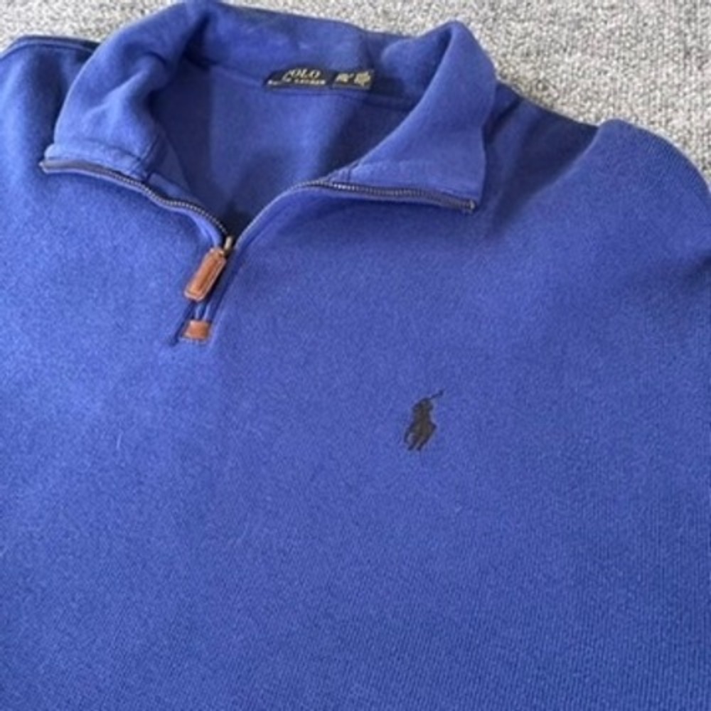 Polo Ralph Lauren Quarter Zip Pullover Mens XXL Blue Cotton Classic Fit Sweater